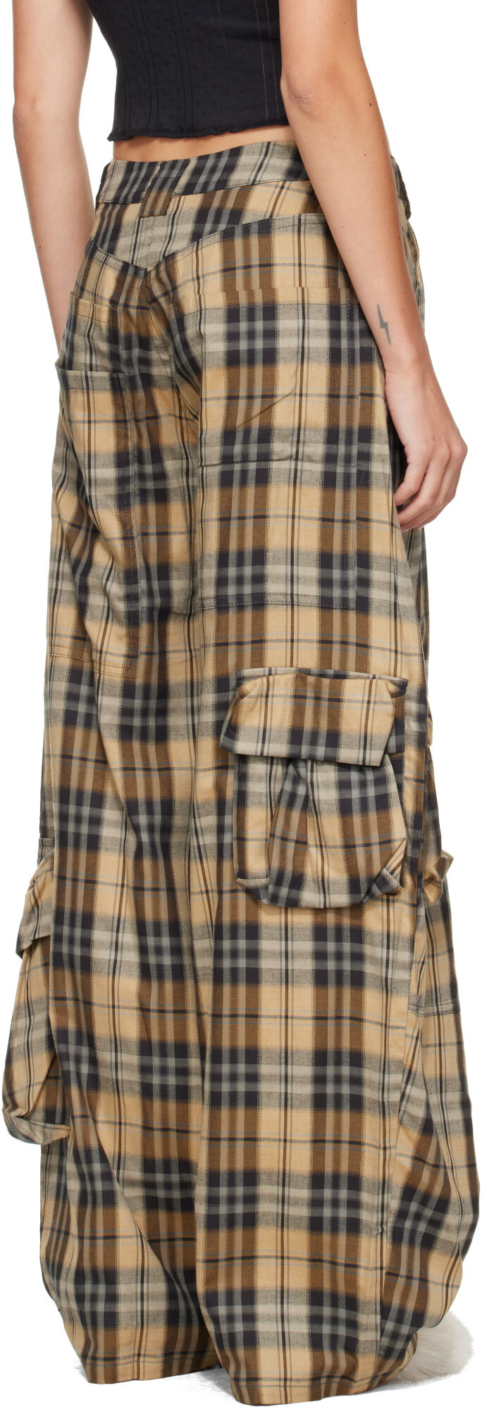 Collina Strada Beige & Black Lawn Cargo Pants
