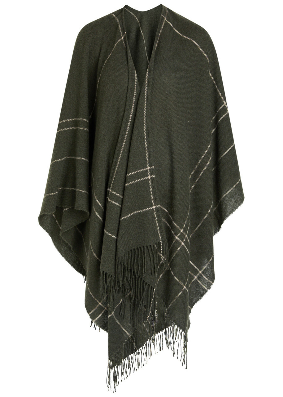 Eileen Fisher Patterned Wool-blend Poncho - Dark Green - One Size