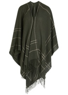 Eileen Fisher Patterned Wool-blend Poncho - Dark Green - One Size