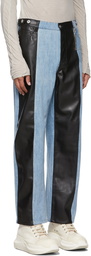 Feng Chen Wang Black & Blue Paneled Jeans