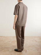 Canali - Straight-Leg Pleated Cotton-Blend Gabardine Trousers - Brown