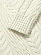 Hugo Boss - Nannos Cable-Knit Virgin Wool Rollneck Sweater - White