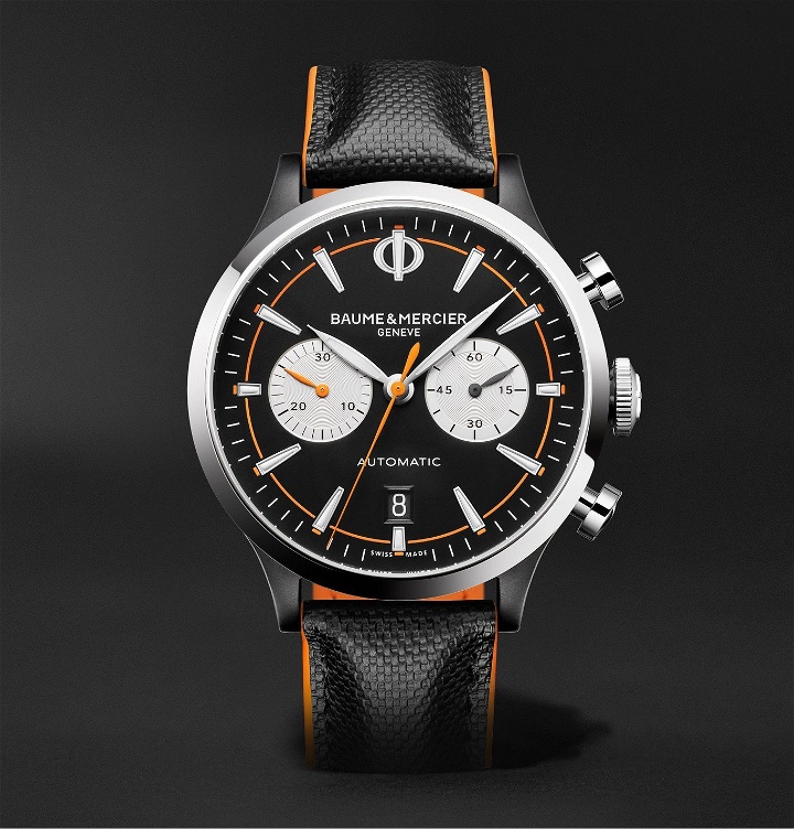 Photo: Baume & Mercier - Capeland Automatic Chronograph 42mm Stainless Steel and Leather Watch, Ref. No. M0A10451 - Black