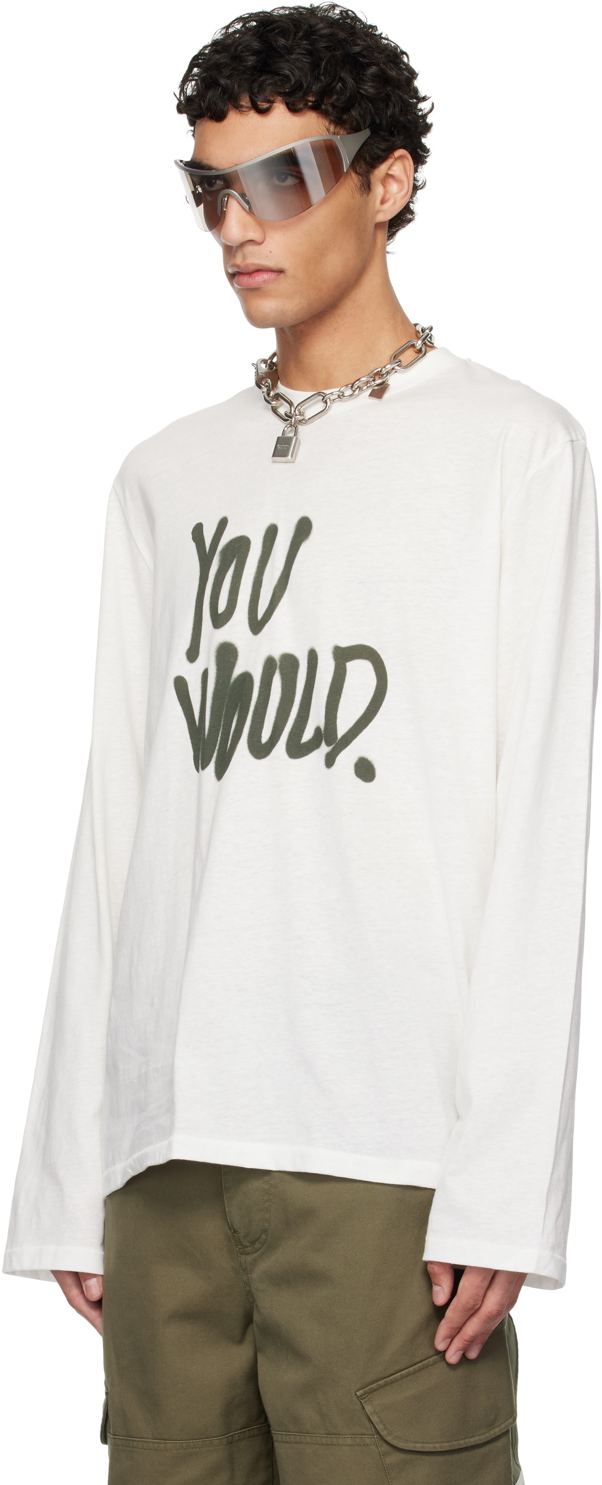 Acne Studios White Logo Long Sleeve T-shirt Acne Studios