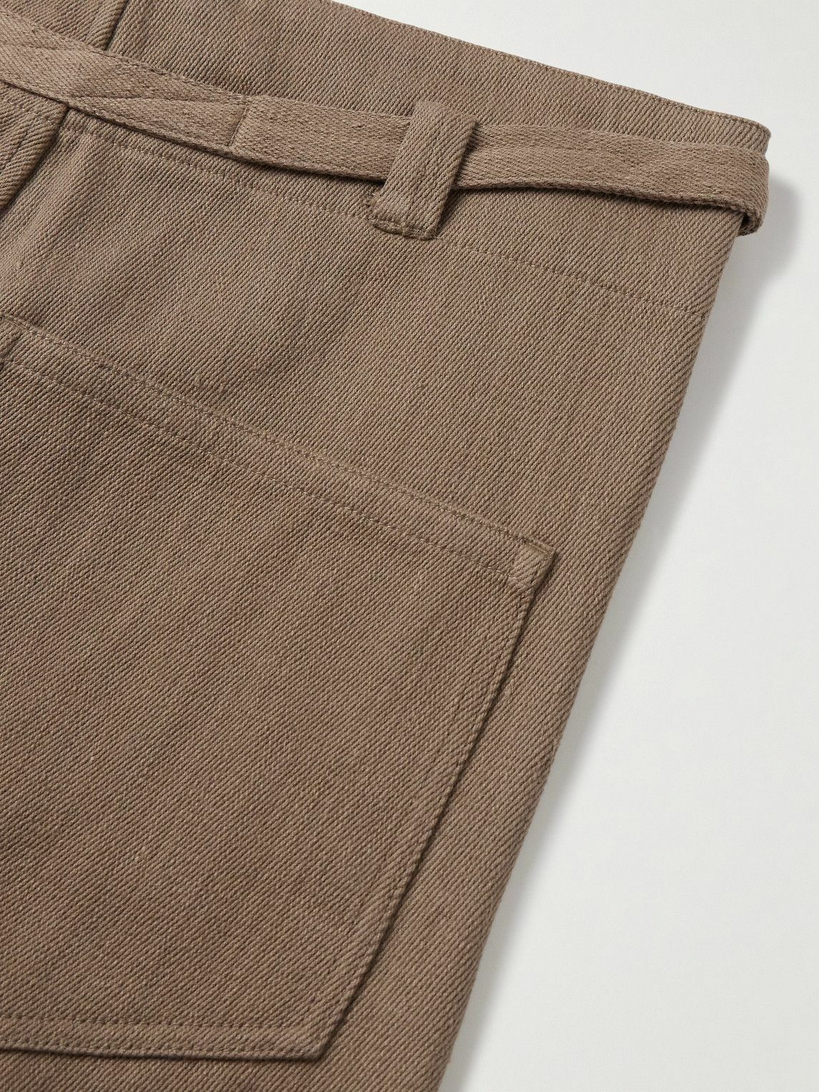 Kartik Research - Fauji Belted Embellished Embroidered Cotton-Twill Wide-Leg Trousers - Brown