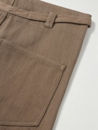 Kartik Research - Fauji Belted Embellished Embroidered Cotton-Twill Wide-Leg Trousers - Brown