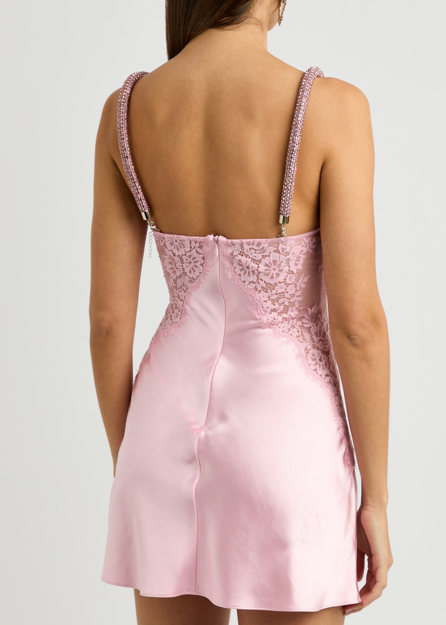 open lace back dress Backless Silk Halter Mini Dress – silkmaison main image 1