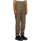 Helmut Lang Beige and Black Wool Plaid Pull-On Trousers