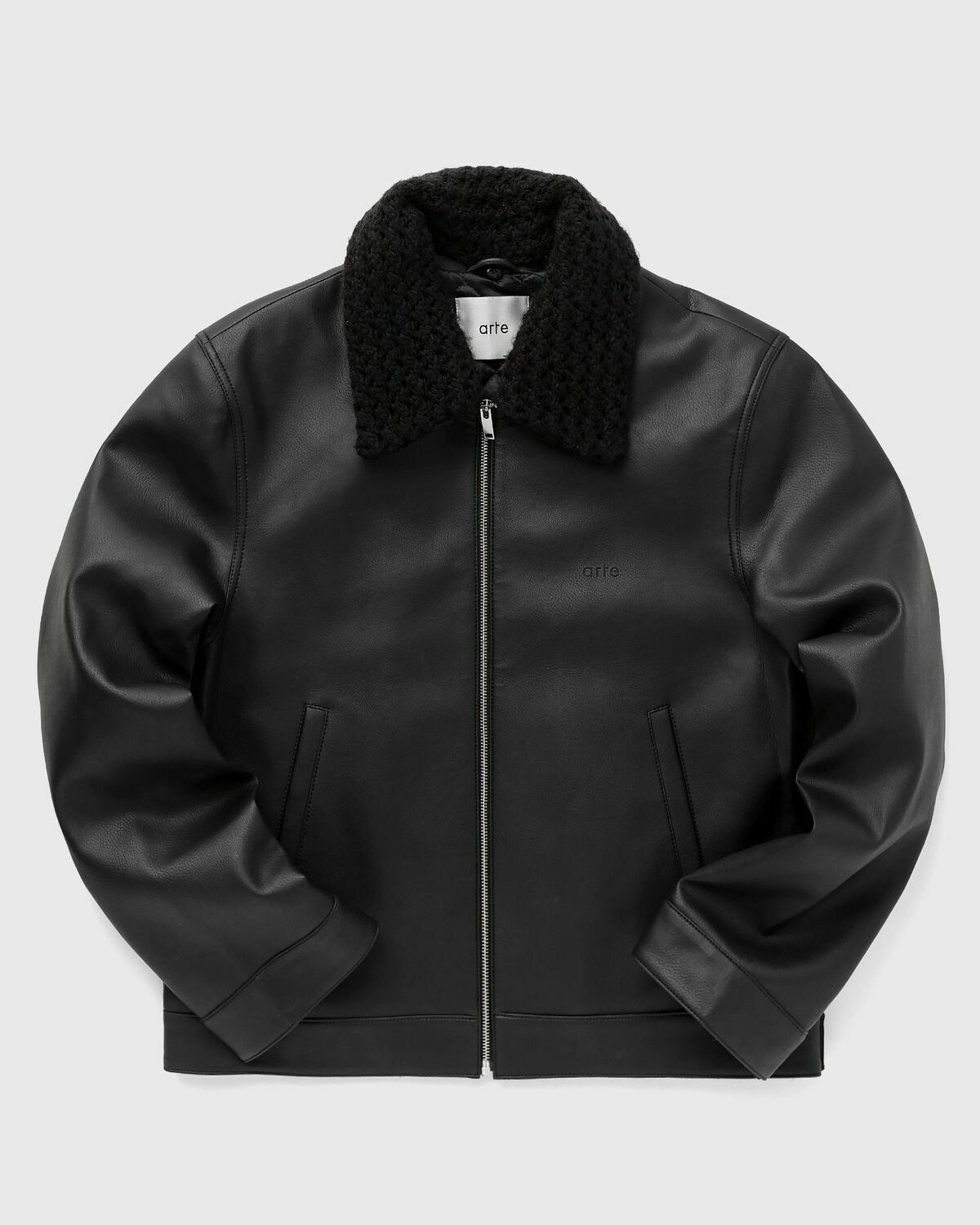 Arte Antwerp Jasper Basic Collar Leather Jacket Black - Mens ...