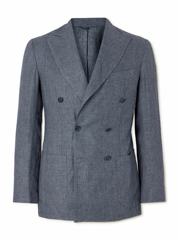 Photo: De Petrillo - Slim-Fit Double-Breasted Linen Suit Jacket - Blue