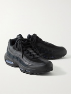 NIKE - Air Max 95 Essential Leather- and Suede-Trimmed Mesh Sneakers - Black