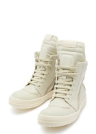 Rick Owens Geobasket Panelled Leather Sneakers White
