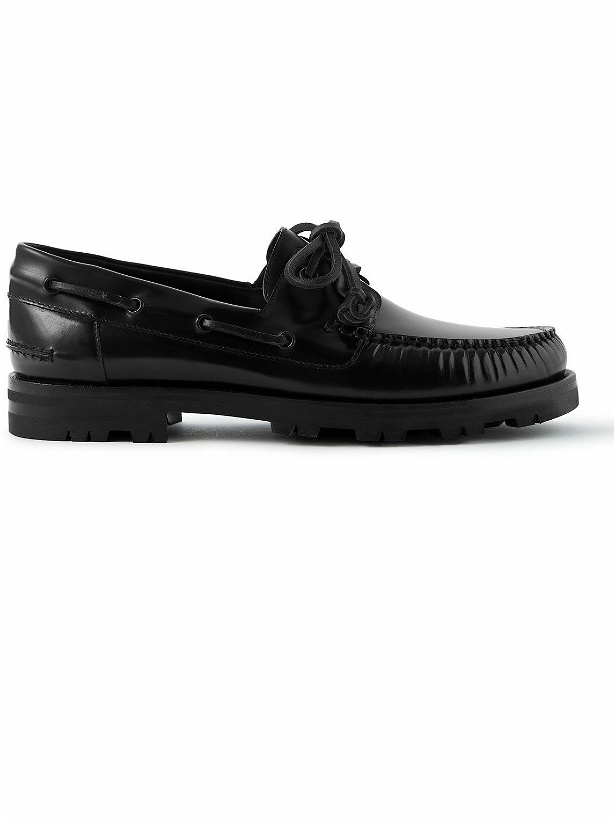 Photo: Manolo Blahnik - Salcombe Glossed-Leather Boat Shoes - Black