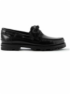 Manolo Blahnik - Salcombe Glossed-Leather Boat Shoes - Black