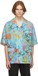 Versace Blue Trésor De La Mer Short Sleeve Shirt