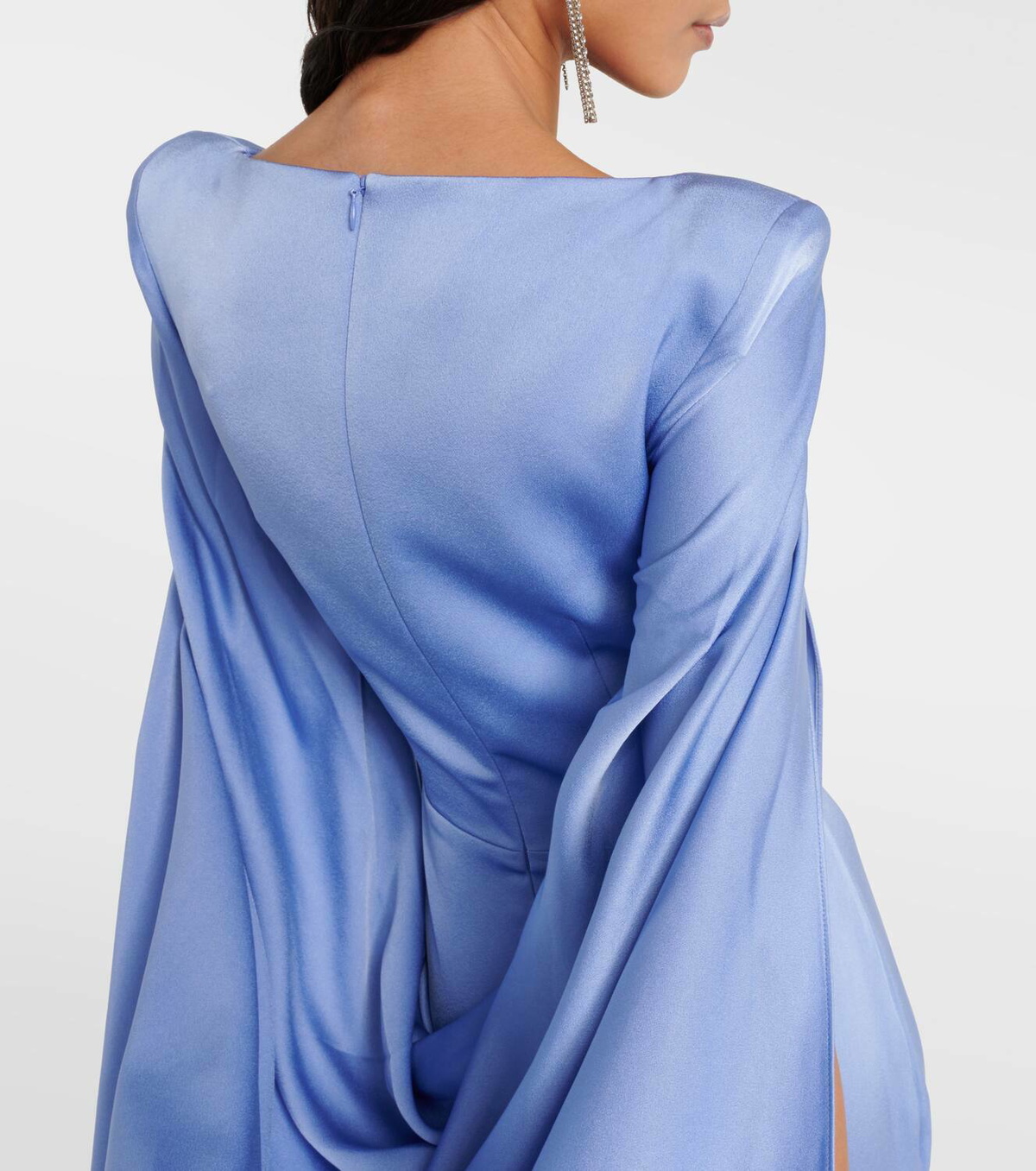 blue dress light blue Mina Midi Dress, in Baby Blue Luxe Satin, Size: 2XL | Show Me Your Mumu main image 0