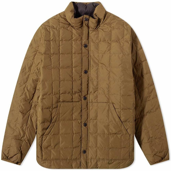 Photo: Taion Men's Reversible Mountain Down Jacket in Olive/Black/Beige