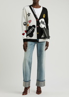Alice + Olivia X The Beatles Bradford Appliquéd Wool-blend Cardigan Black