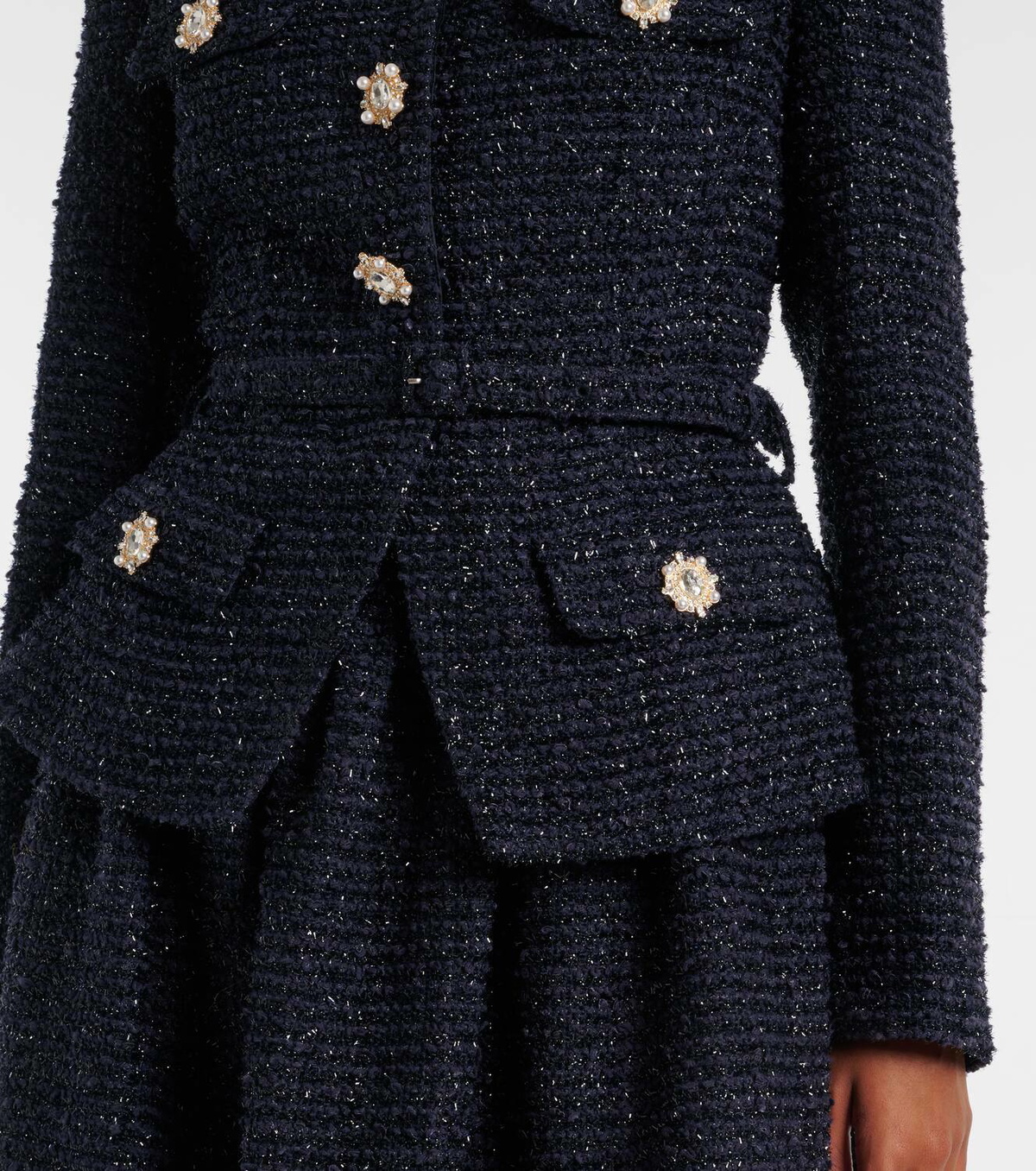 Self-Portrait Embellished lam boucl midi dress Self-Portrait