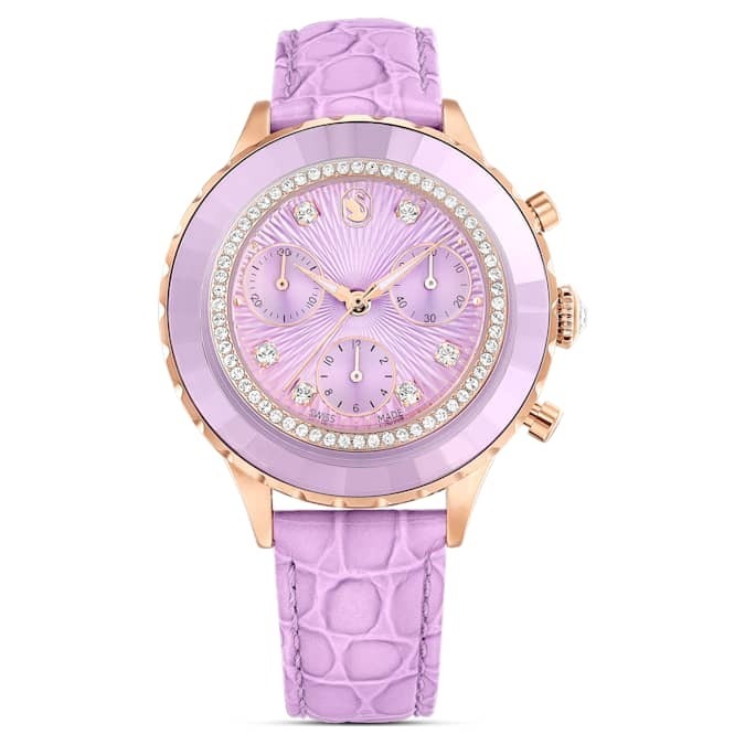 Photo: Swarovski Octea Chrono Quartz Crystal Purple Dial Watch 5690804