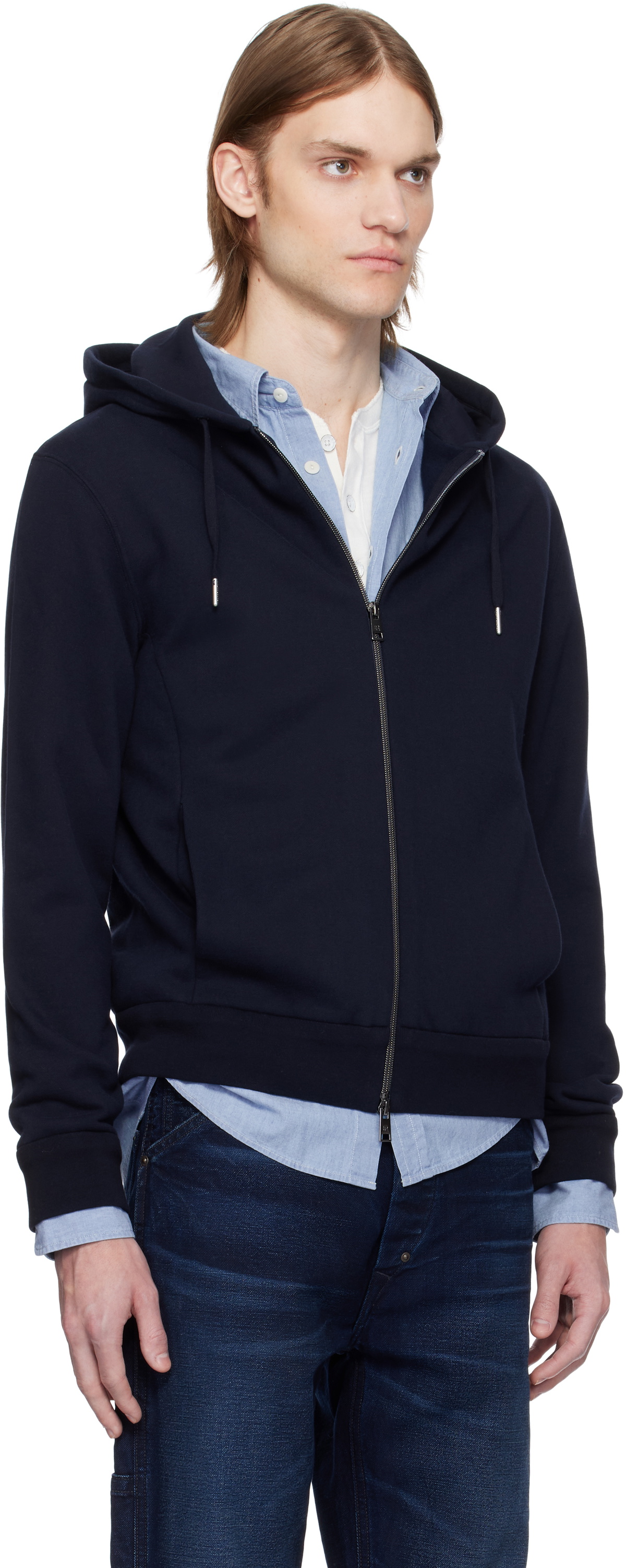 Ralph Lauren Purple Label Navy Fleece Full-Zip Hoodie