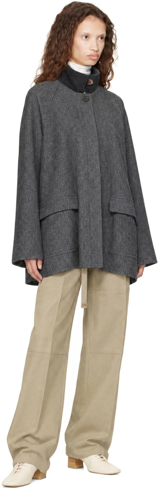 LE17SEPTEMBRE Gray Flare Wool Half Coat