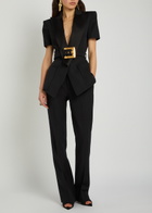 Balmain Belted Wool Jacket Black