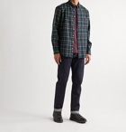 Gitman Vintage - Slim-Fit Button-Down Collar Checked Cotton-Flannel Shirt - Green