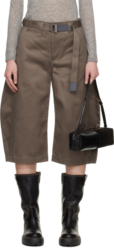 Photo: sacai Taupe Cotton Chino Shorts