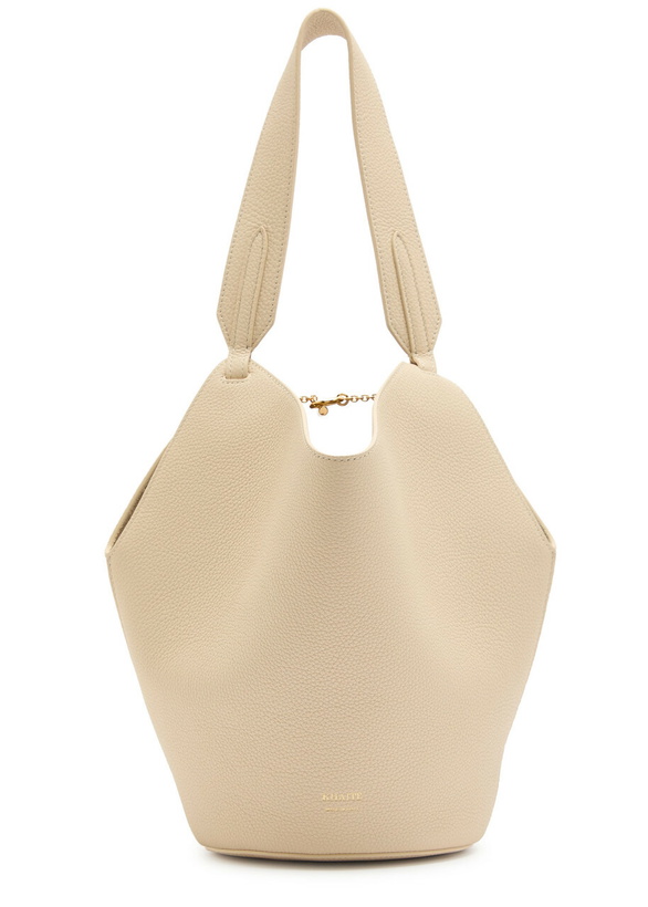 Photo: Khaite Lotus Mini Grained Leather Tote bag - Ivory - One Size