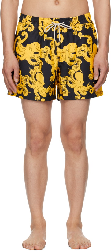Photo: OAS Black & Yellow Octo Swim Shorts