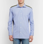 Junya Watanabe - Panelled Cotton-Poplin and Camouflage-Print Ripstop Shirt - Men - Blue