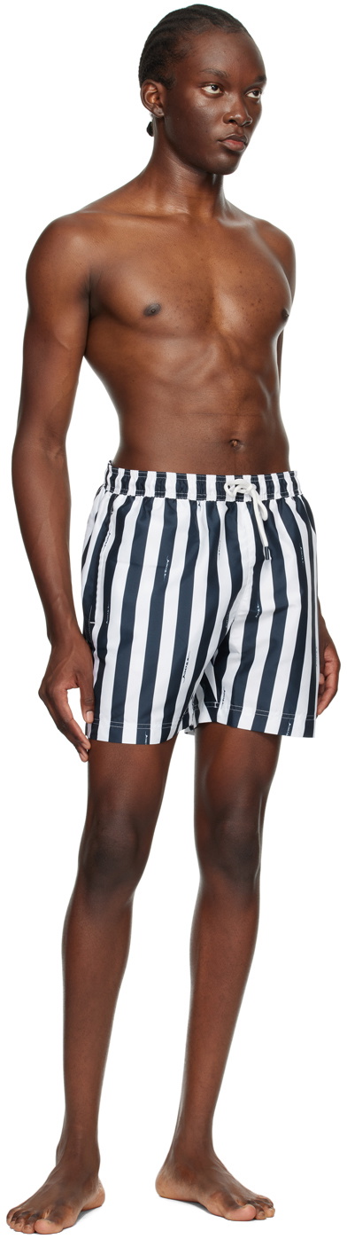 BOSS Navy Striped Swim Shorts