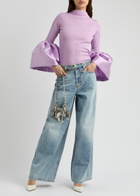Marques' Almeida Ribbed Stretch-cotton and Taffeta top Lilac