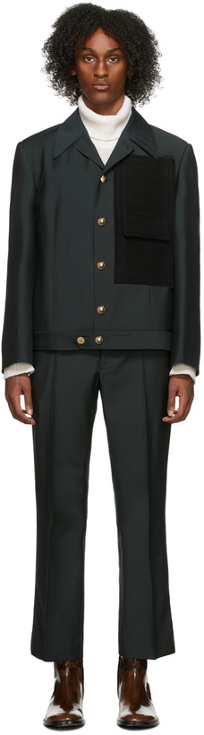 Photo: Maison Margiela Green Wool & Mohair 'Memory Of' Patch Uniform Suit