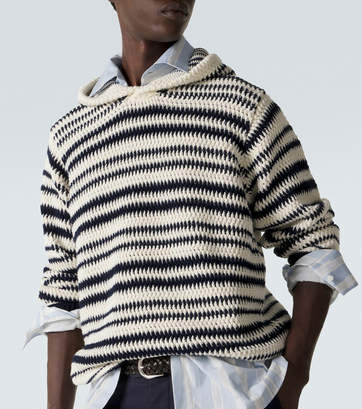 Orlebar Brown Kirk striped crochet cotton hoodie