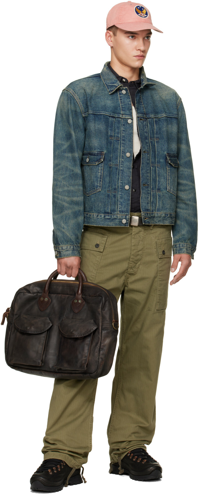 RRL Black Slider-Buckle Leather Belt