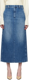 Valentino Blue Faded Denim Maxi Skirt