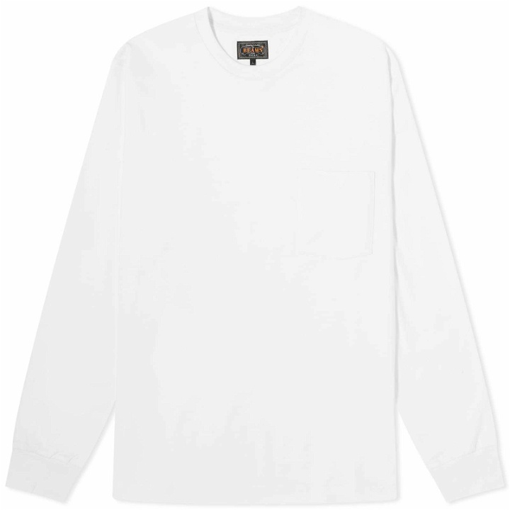 Photo: Beams Plus Men's Long Sleeve Pocket T-Shirt in White
