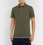 Brunello Cucinelli - Slim-Fit Layered Cotton-Piqué Polo Shirt - Green