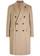 Lardini Double-breasted Wool Coat Beige