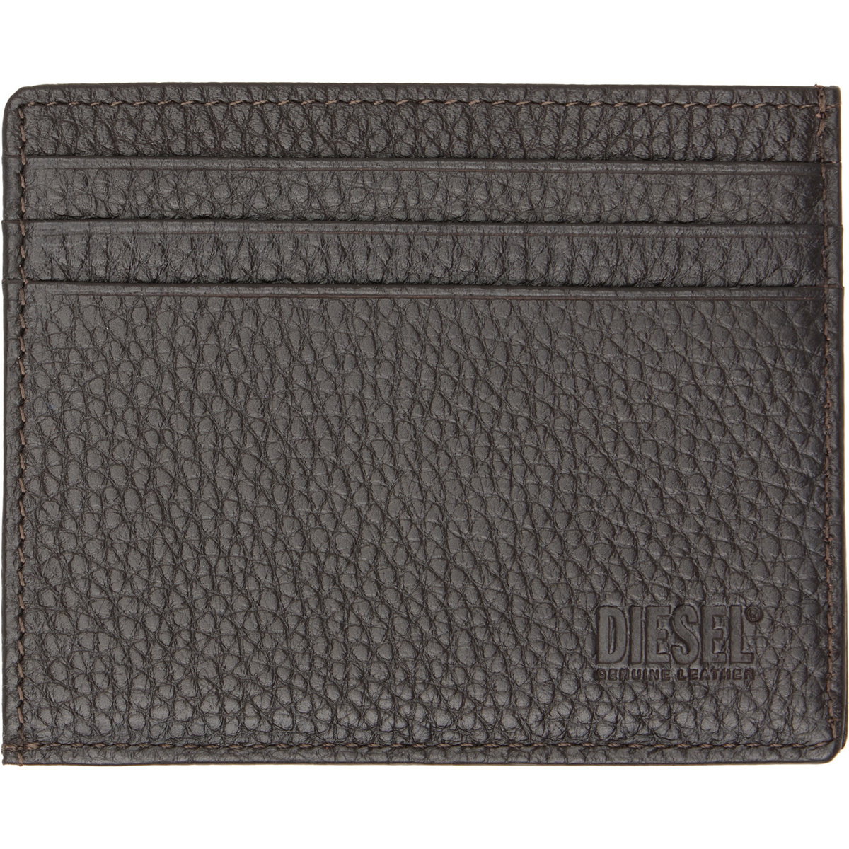 Diesel Brown Grained Leather Card Holder