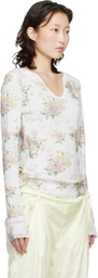 OPEN YY White Floral Hook Long Sleeve Henley
