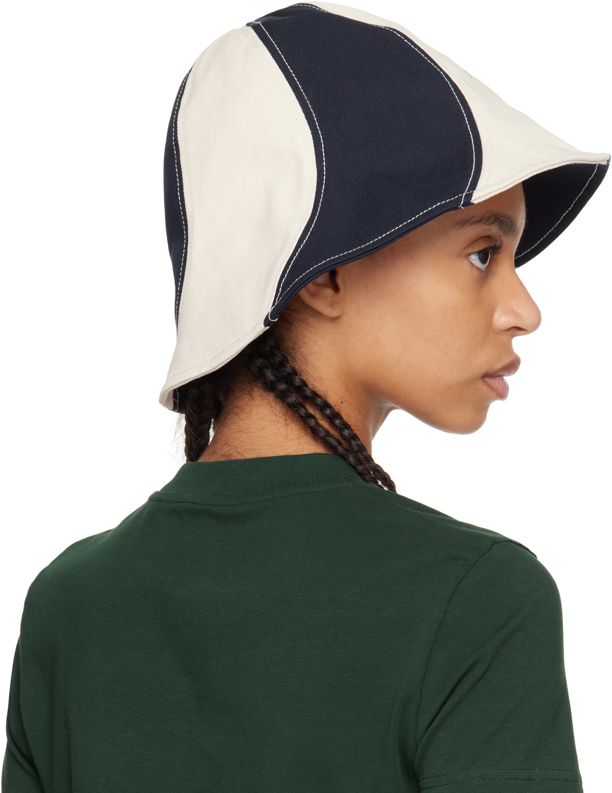 JACQUEMUS Off-White & Navy 'Le Bob Gelato' Bucket Hat Jacquemus