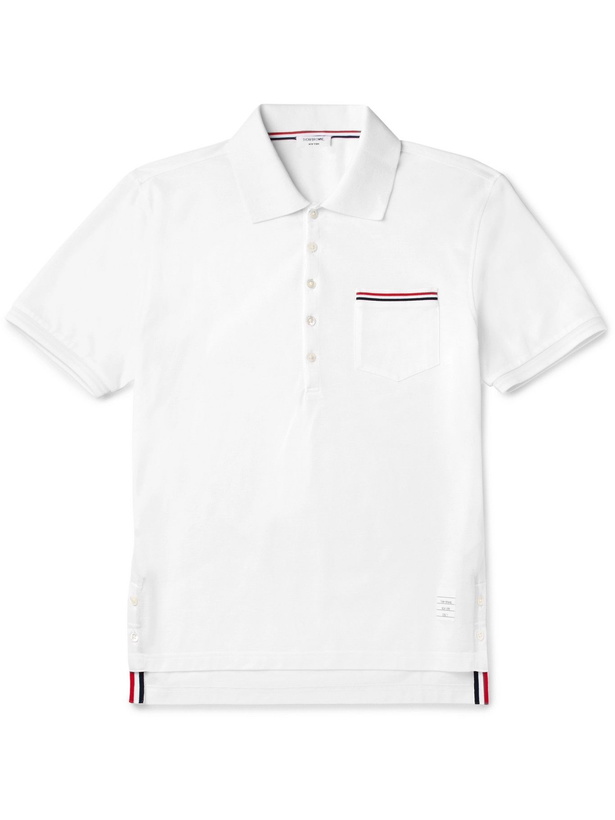 Photo: Thom Browne - Mercerised Cotton-Piqué Polo Shirt - White