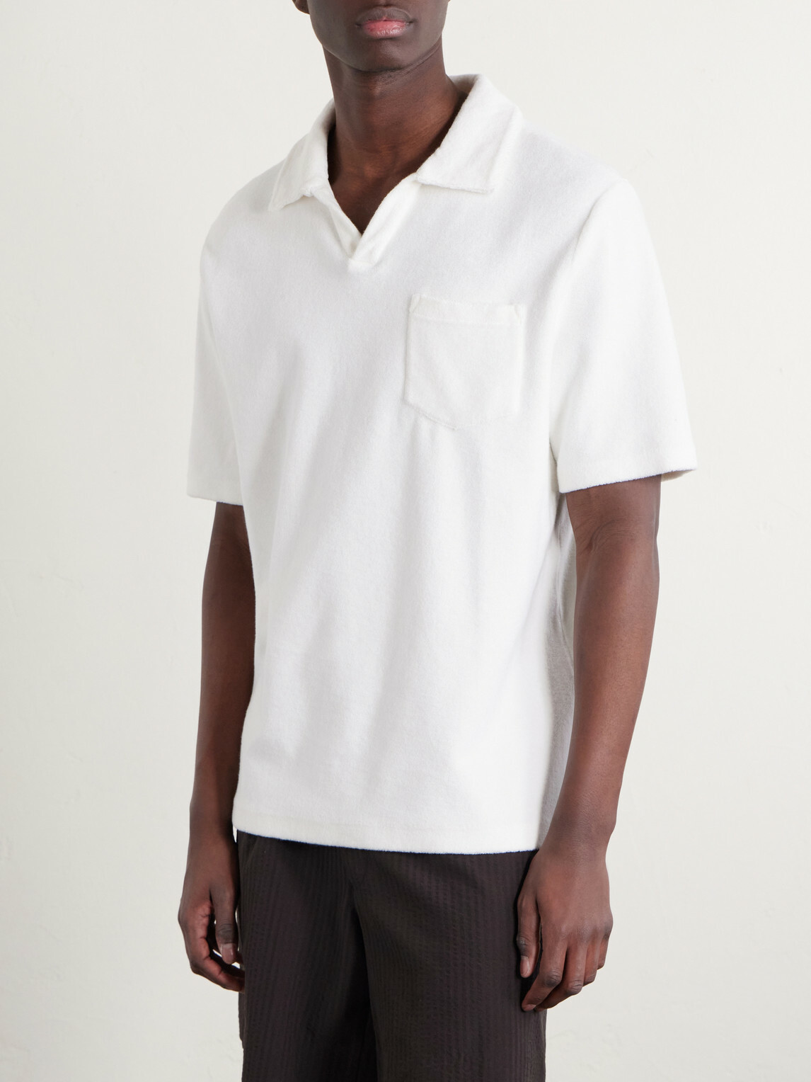 Mr P. - Cotton and Silk-Blend Terry Polo Shirt - Neutrals