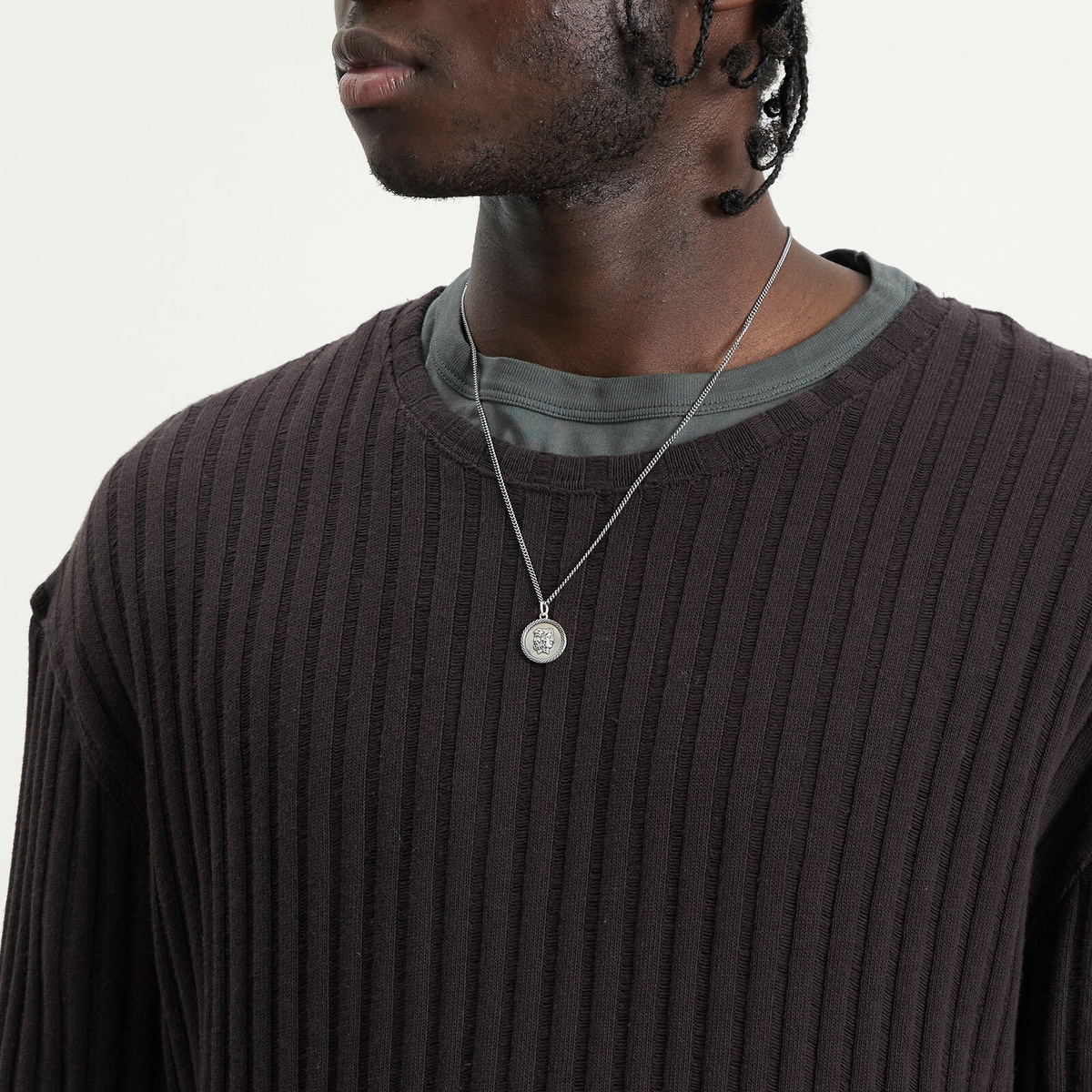 Serge DeNimes Men's Dual Necklace in Silver 