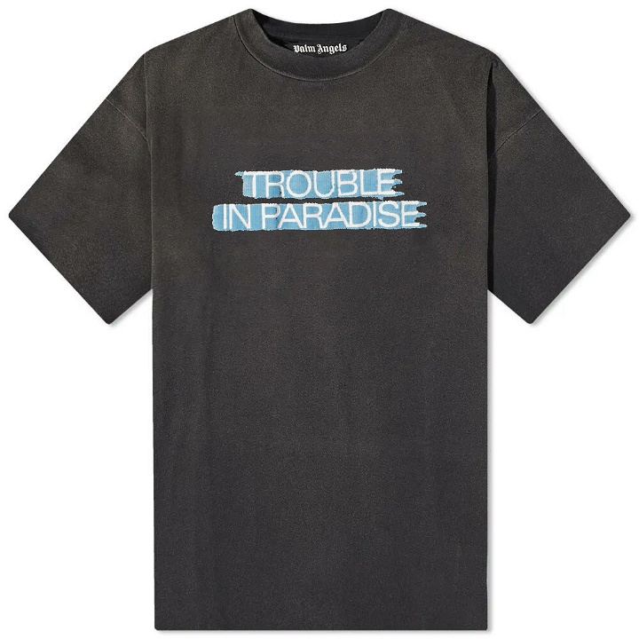 Photo: Palm Angels Men's Trouble In Paradise T-Shirt in Black/Blue