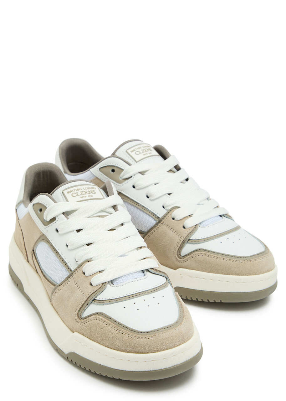 Cleens Lay Up Panelled Leather Sneakers Sand