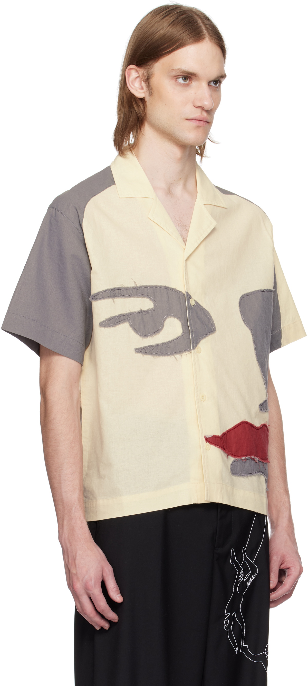 KidSuper Off-White Patchwork Face Linen Camp Shirt